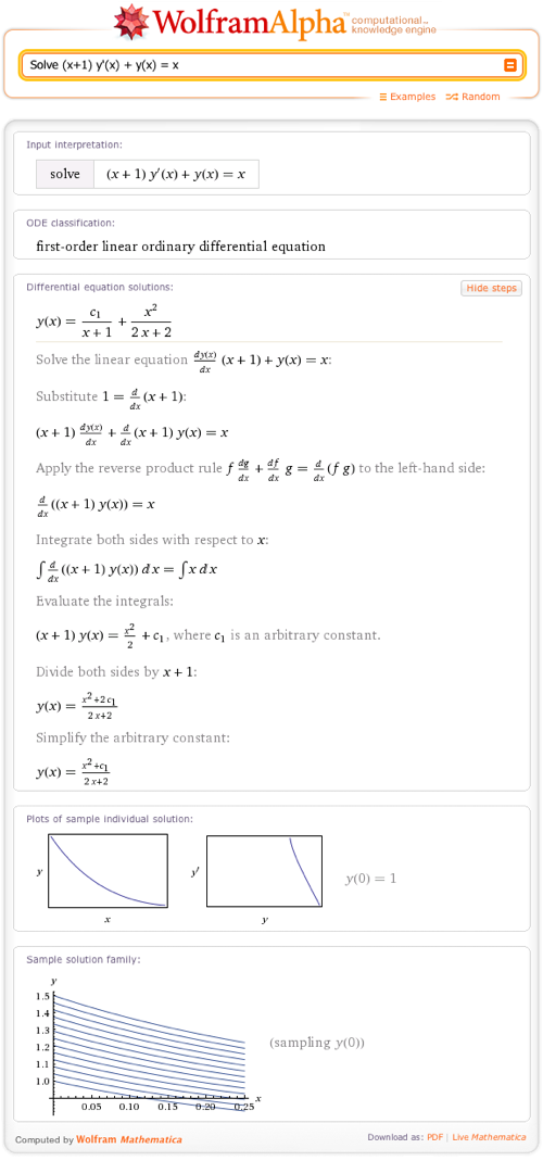 wolfram alpha solve equation