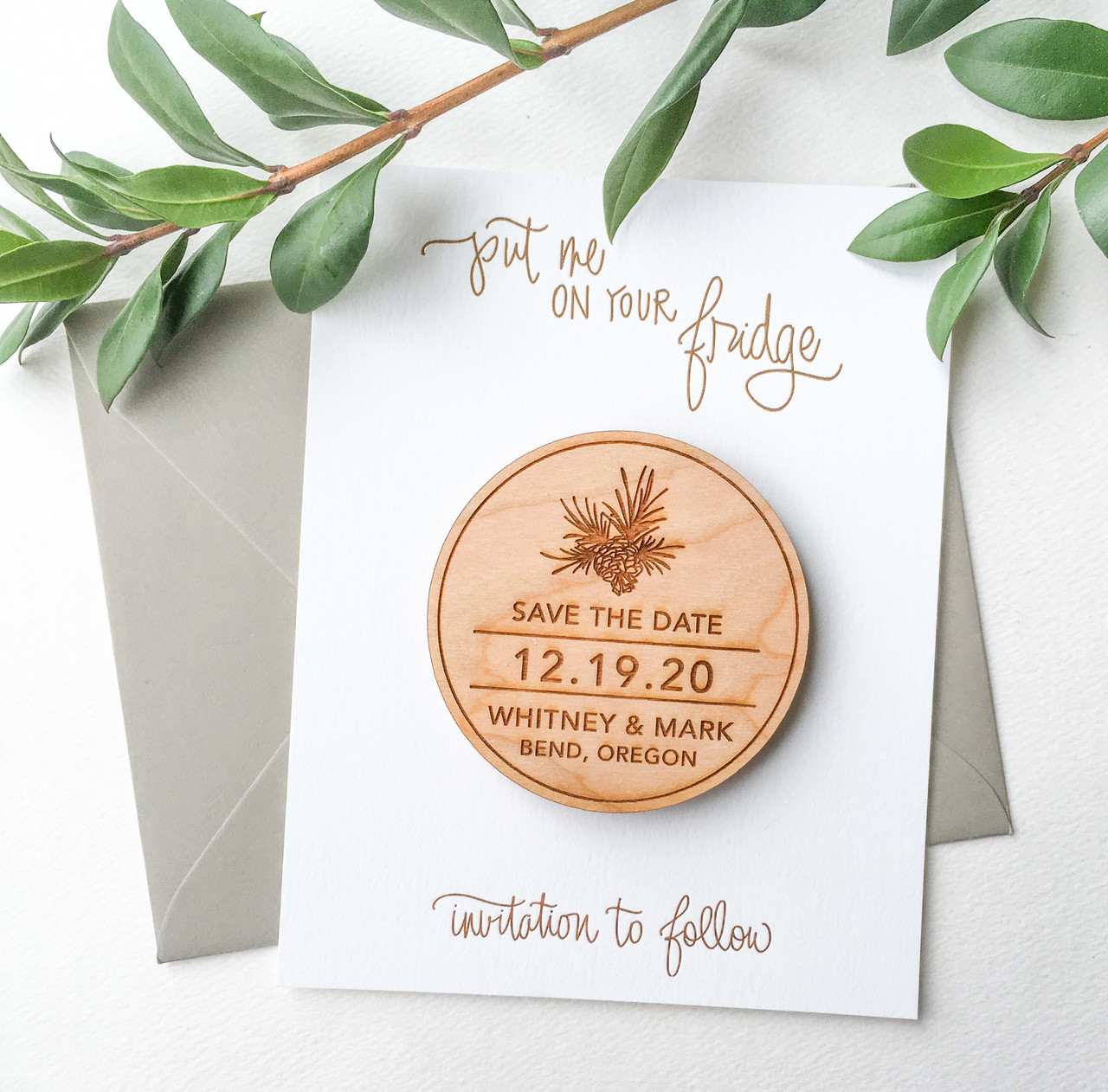 wooden save the date magnets