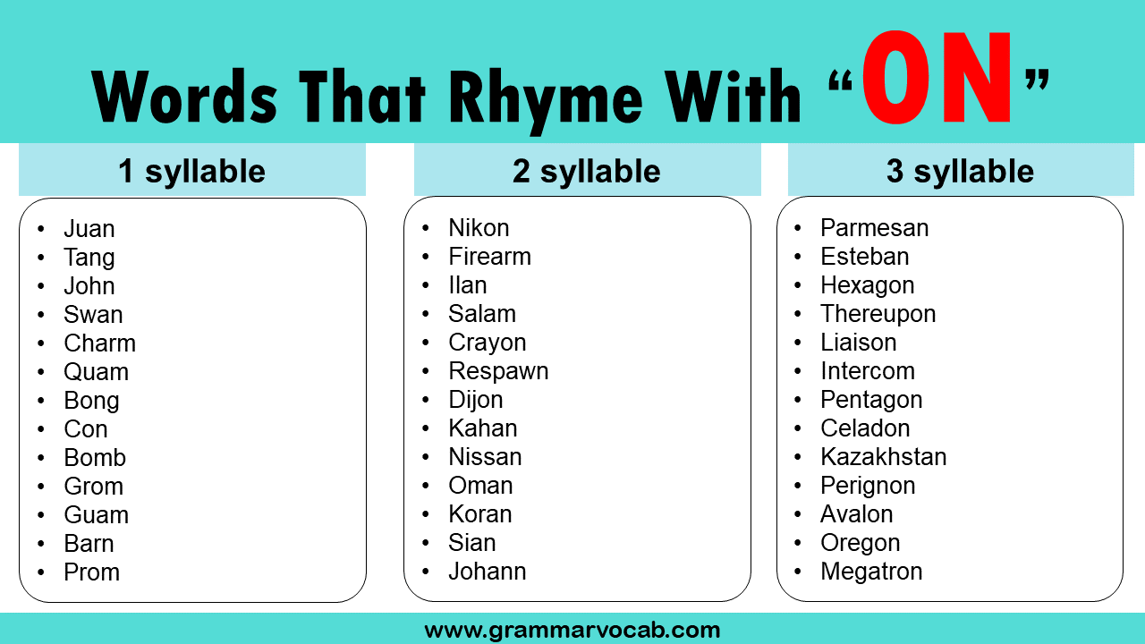 words that ryhme with on