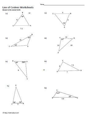 worksheet law of cosines