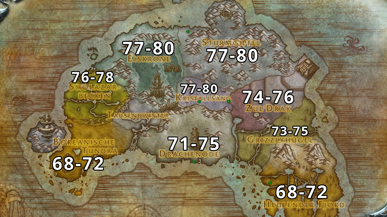 wotlk zones by lvl