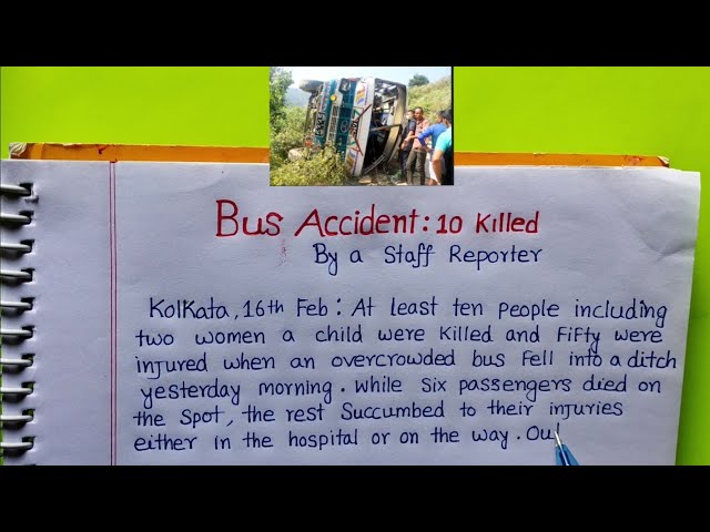 write a newspaper report on a bus accident