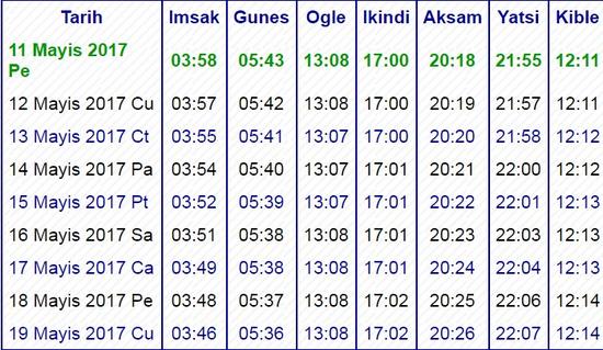 yatsı namazı saati