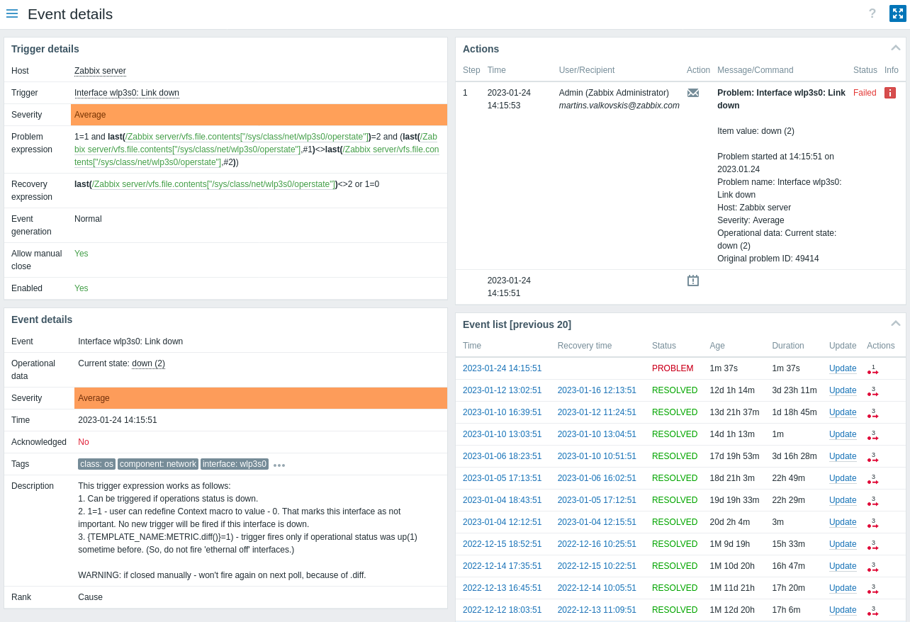 zabbix host information was changed on