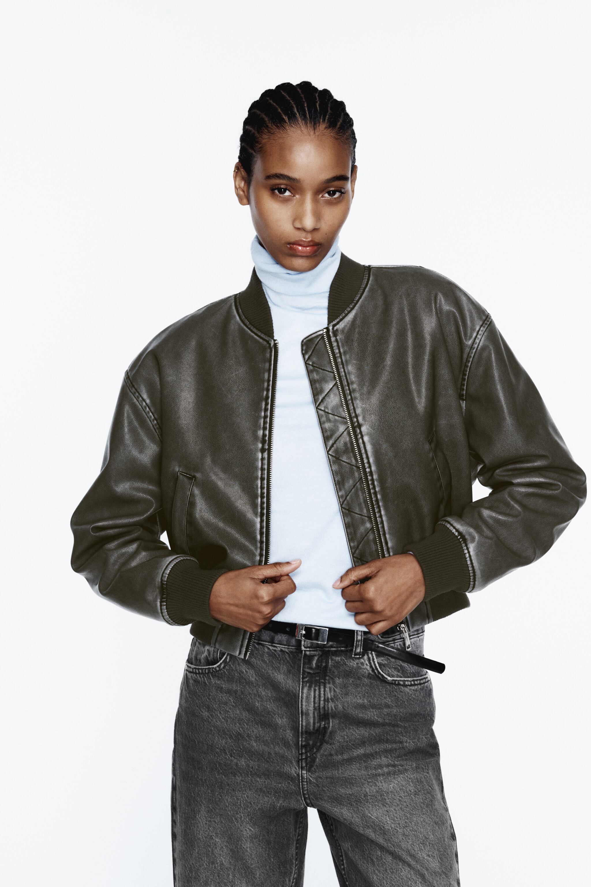 zara faux leather bomber jacket