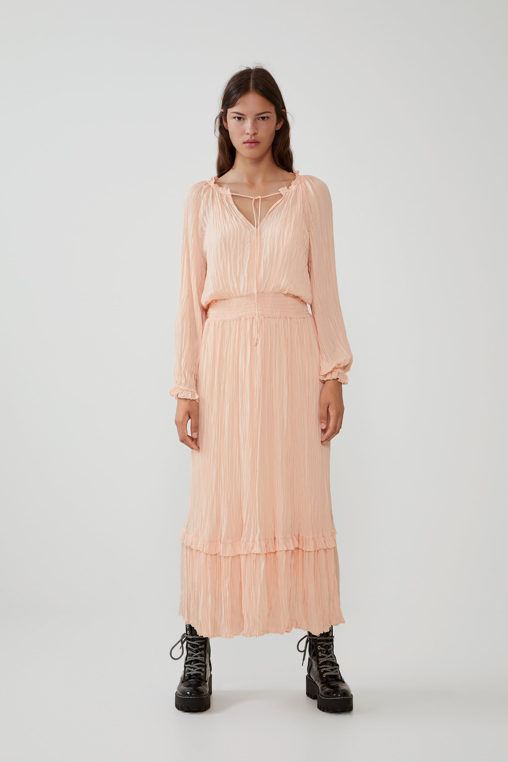 zara peach dress